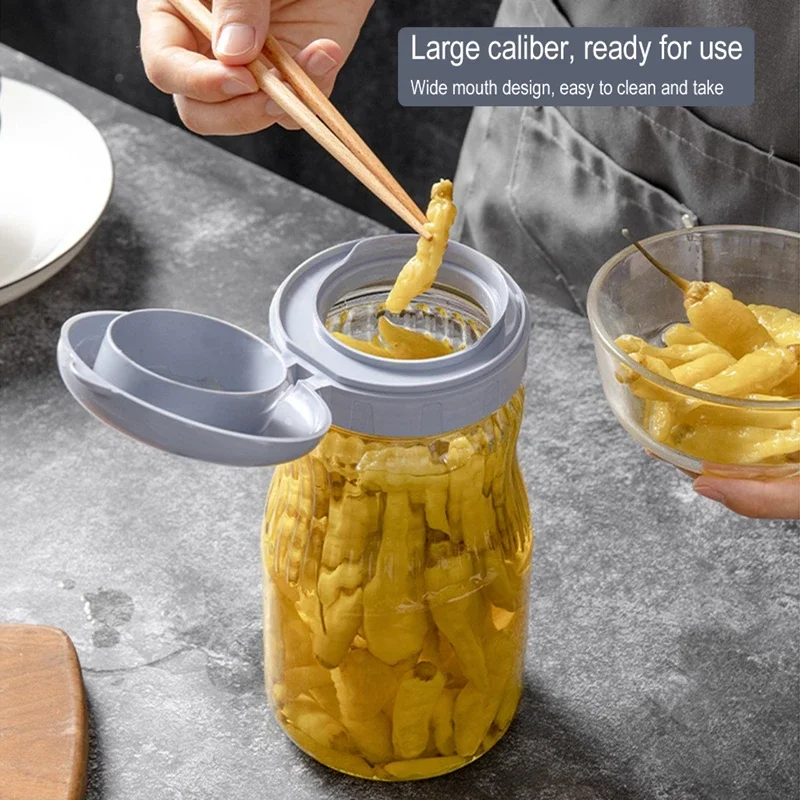 Wide Mouth Sealed Jar 500/980ml Food-grade Glass Jar with Sealed Lid Large Pickle Jar Food Storage Bottle for Flour Sugar Cereal 2