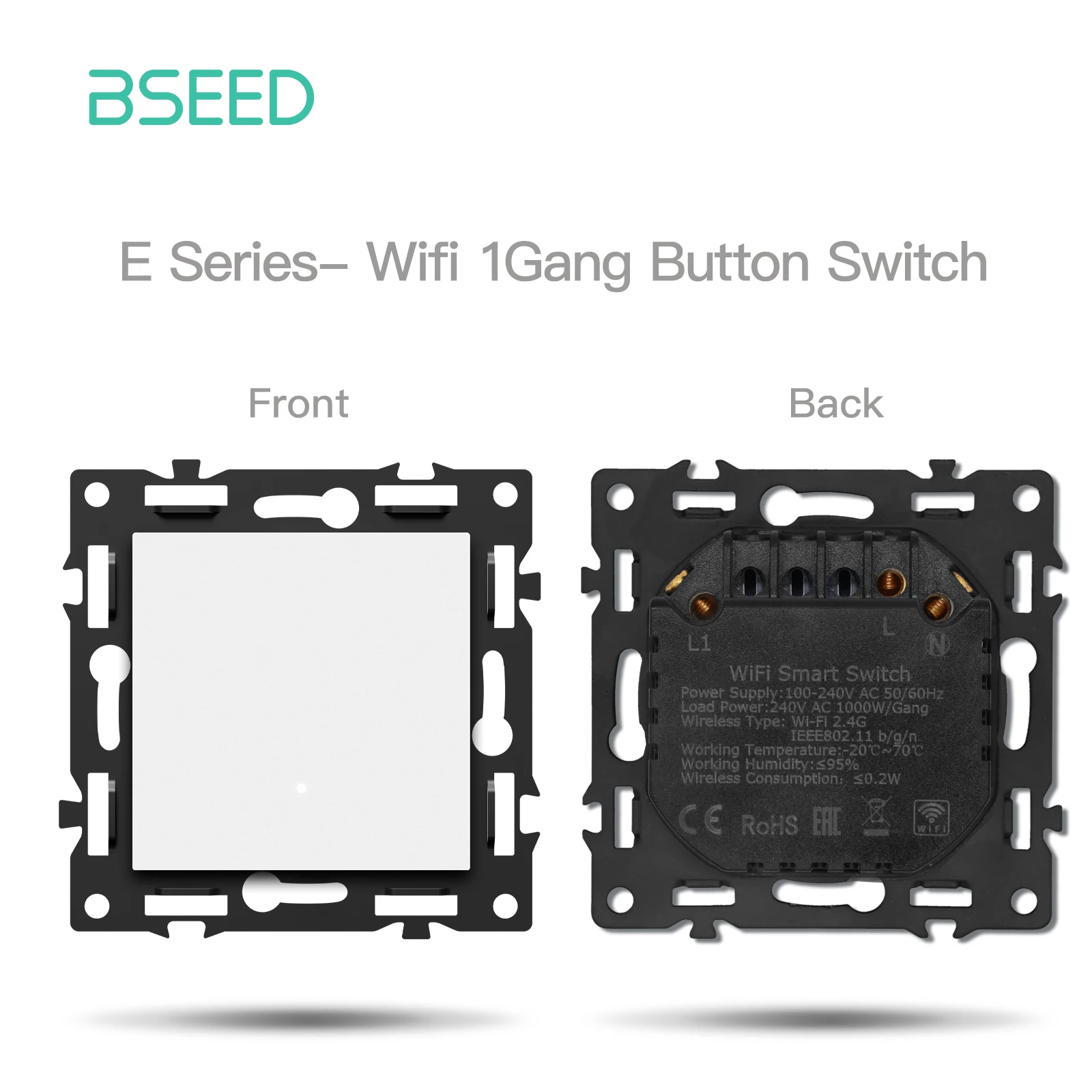 BSEED WIFI Click Switch Function Part Only Glass Frame Smart Light Switch DIY Part Smart Wifi Socket Parts Free Combination