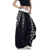 Retro American Loose Fit Plaid Wide Leg Casual Pants Quick Dry Trendy INS Women's Full-Length Trousers Breathable Comfortable