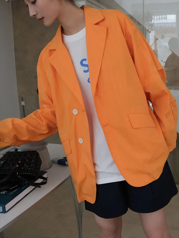 [LANMREM] Fashion Sunscreen Loose Blazers For Women Single Breasted Office Lady Jackets Minimalism Coats 2024 Summer New 26D9122