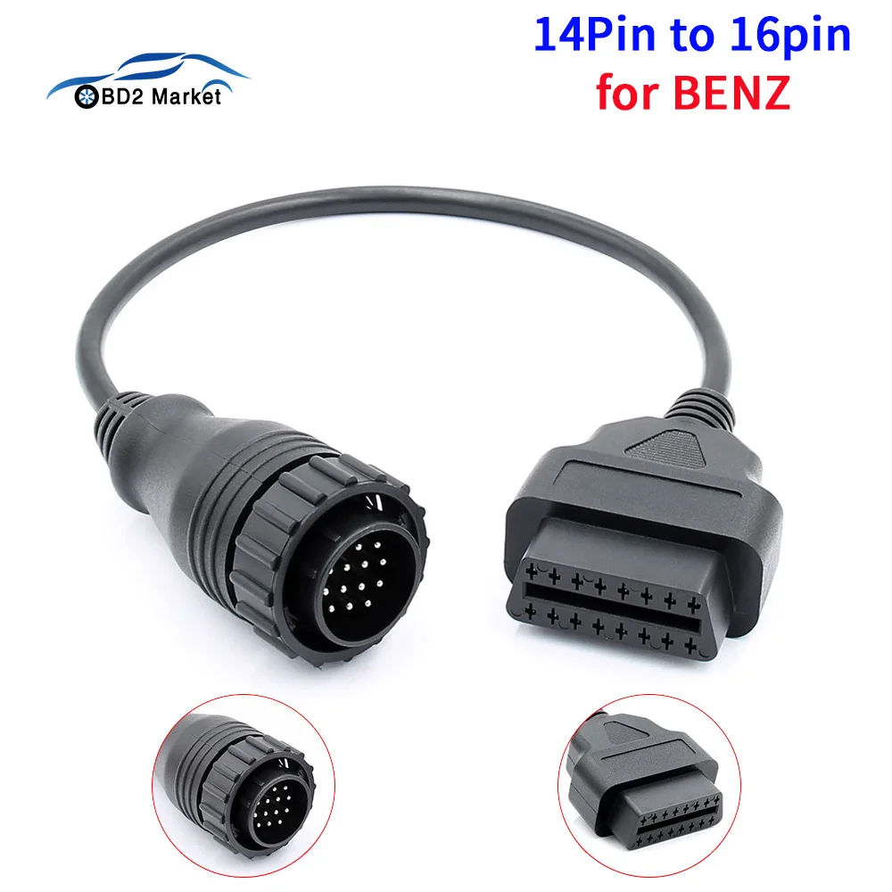 

for Mercedes 14 Pin to 16 Pin Connector OBD 2 38 pin to 16pin Diagnosis Cable Female OBD2 38pin Connector for Benz High Quality