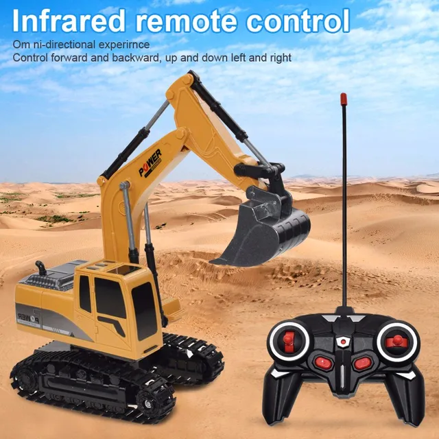 RC Trucks Mini Remote Control Bulldozer 1:24 Alloy Plastic Engineering Car Dump Truck Crane Excavator Electric Vehicle Toys Gift