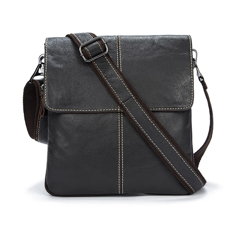 

MJ Genuine Leather Male Crossbody Bags High Capacity Real Leather Messenger Bag Solid Vertical Shoulder Handbag for Men
