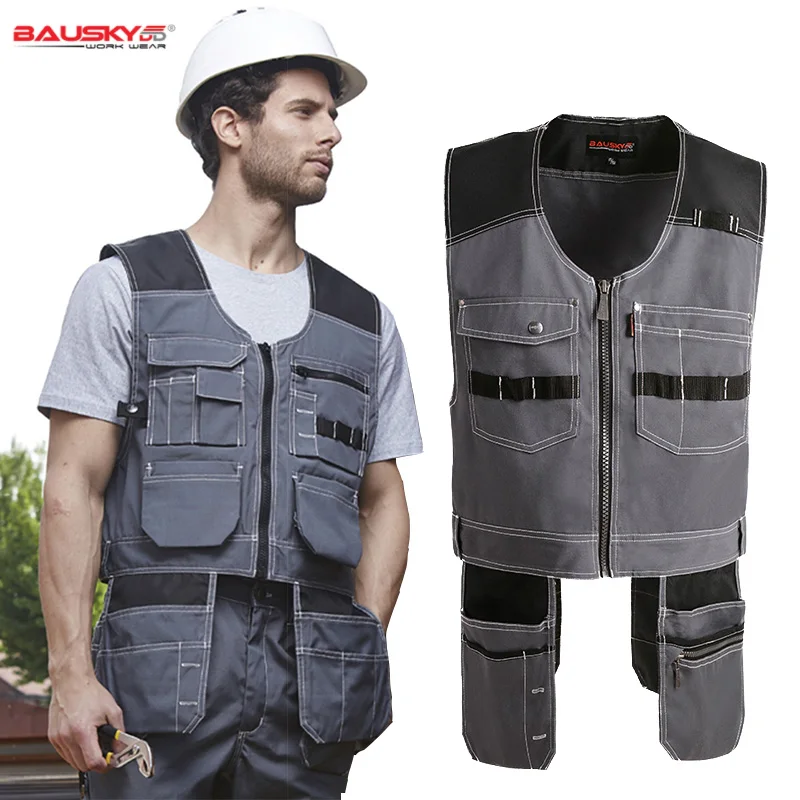 Mens Work Vest Tool Vest Workwear Bodywarmer Multi Pocket Vest Vest