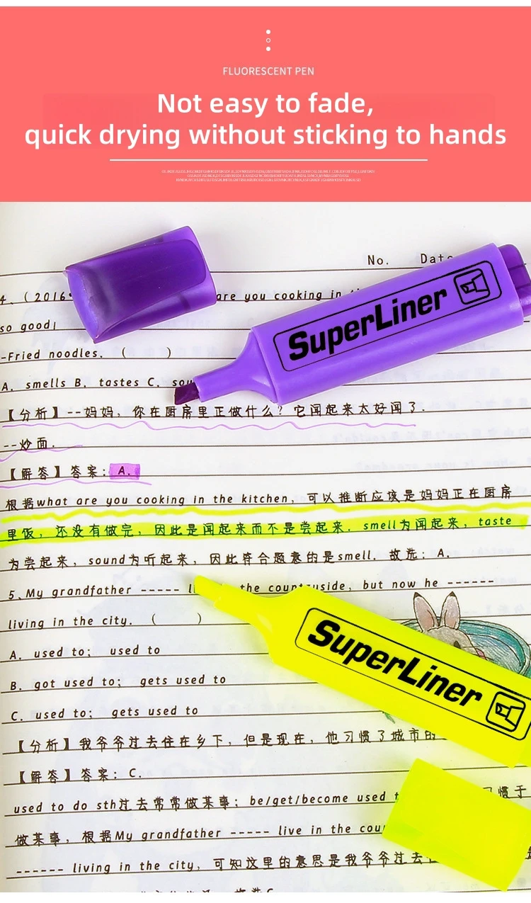 6/12 Stück Textmarker in verschiedenen Farben, kein Auslaufen, ästhetische niedliche Markierungsstifte für Tagebuch, Planer, Notizen, Schulbürobedarf – Detail 5