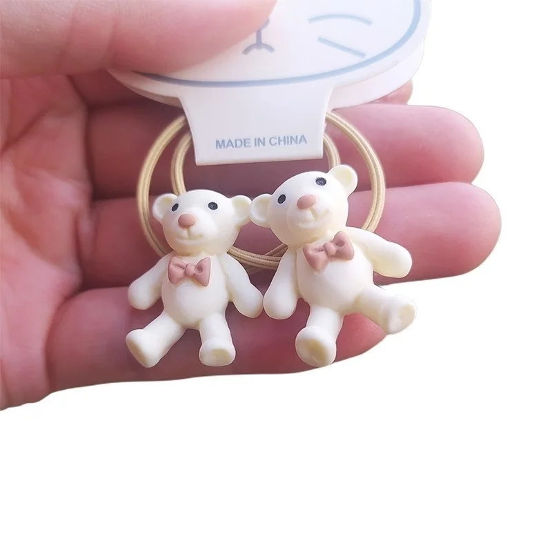 2PCS Cartoon Kaninchen Bär Nette Kinder Elastische Haar Bands Kinder Haar Krawatten Mädchen Haar Zubehör Baby Kopfschmuck – Detail 2