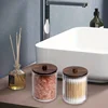 3pcs Swabs Holder Bathroom Container, Storage Box Cotton Ball/Swabs Dispenser, Apothecary Jar Organizer for Storage Wood Lids 3