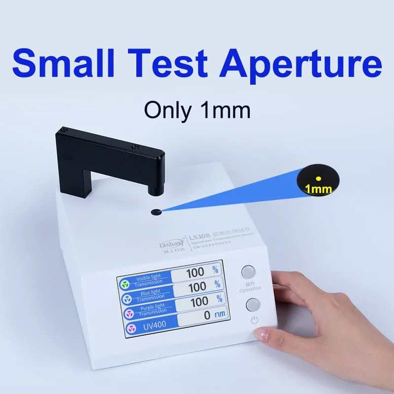 Light Transmission Meter UV400 Tester VLT 430nm Blue 395nm Violet Light Transmittance Tester for Eyeglasses Sunglasses LS108