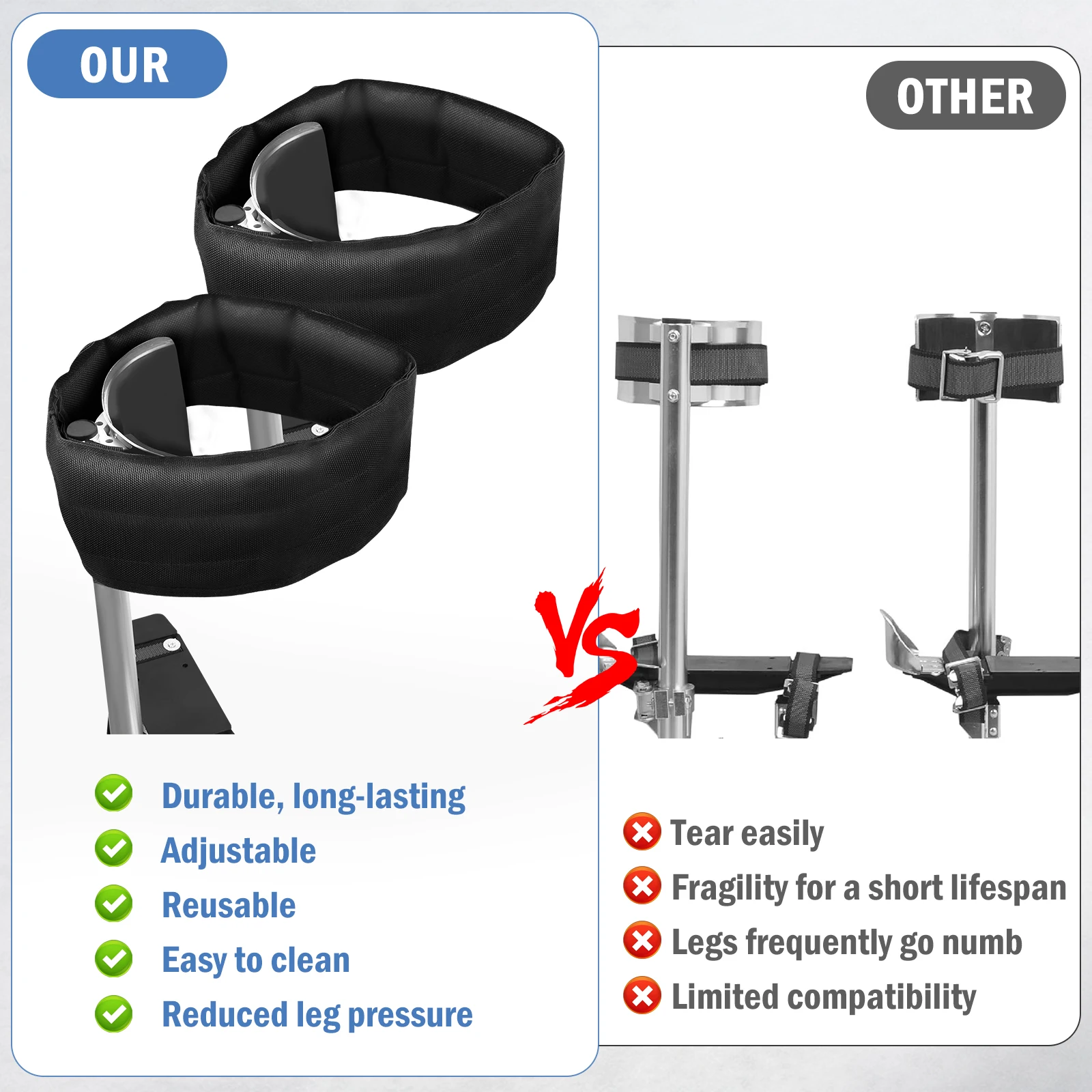 Adjustable 4inch Wide Padded Stilt Leg Strap Nylon Dry Wall Stilt Strap Reusable Stilt Accessories for All Stilts Brands 3