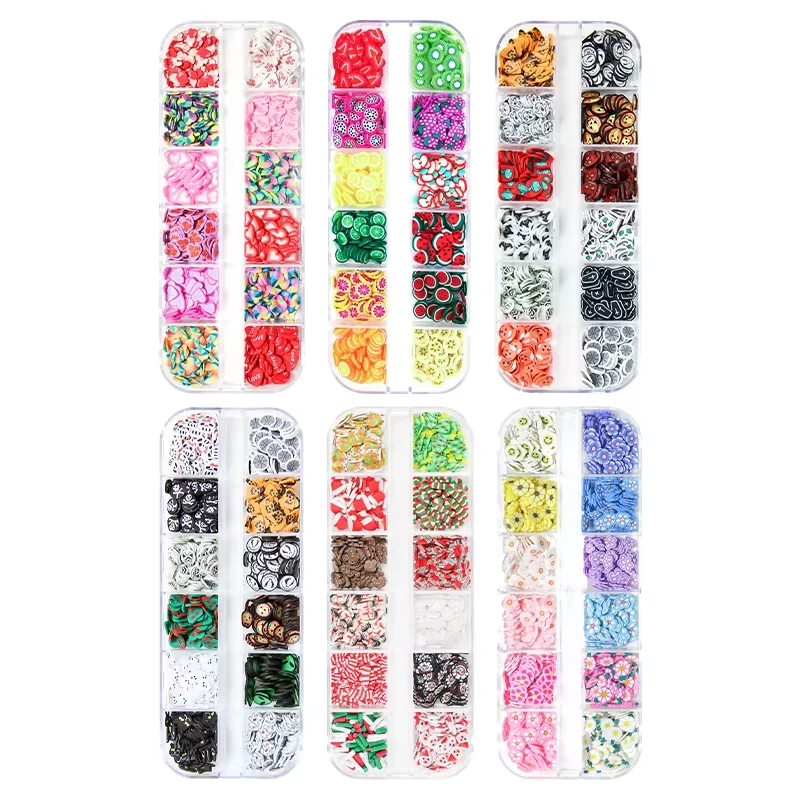 6er-Set Frucht-Polymer-Clay-Nagelkunst-Charms, Dekorationen, Scheiben, Liebe, DIY, bunte 3D-Nagelpailletten, UV-Gel-Maniküre-Zubehör – Detail 6