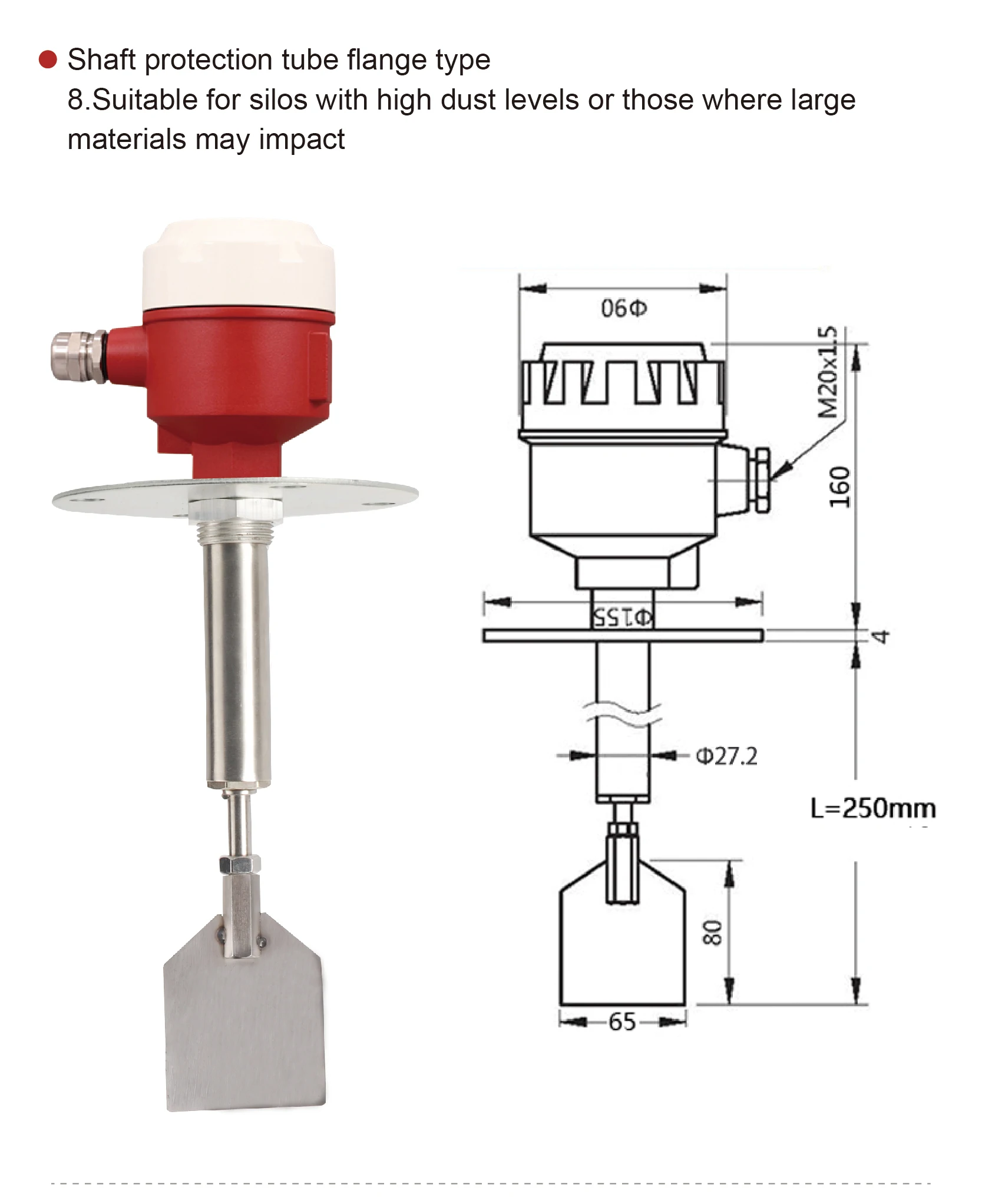High-Temperature Paddle Level Switch rotary paddle level switch bulk solids sens