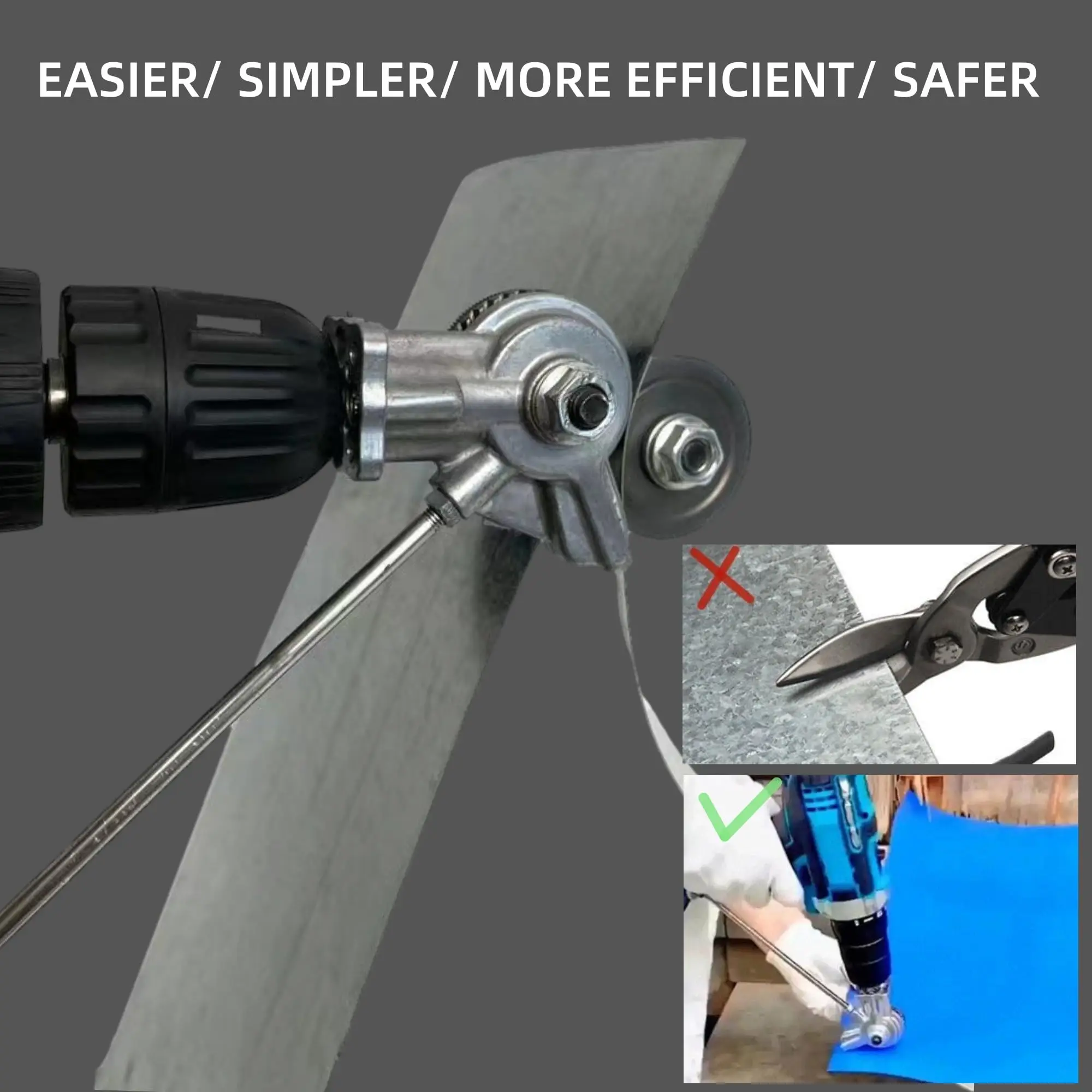 Electric Cutter Drill Plate Cutter Attachment Double Headed Metal Sheet Cutter Plate Punch Scissors Cutting Tools