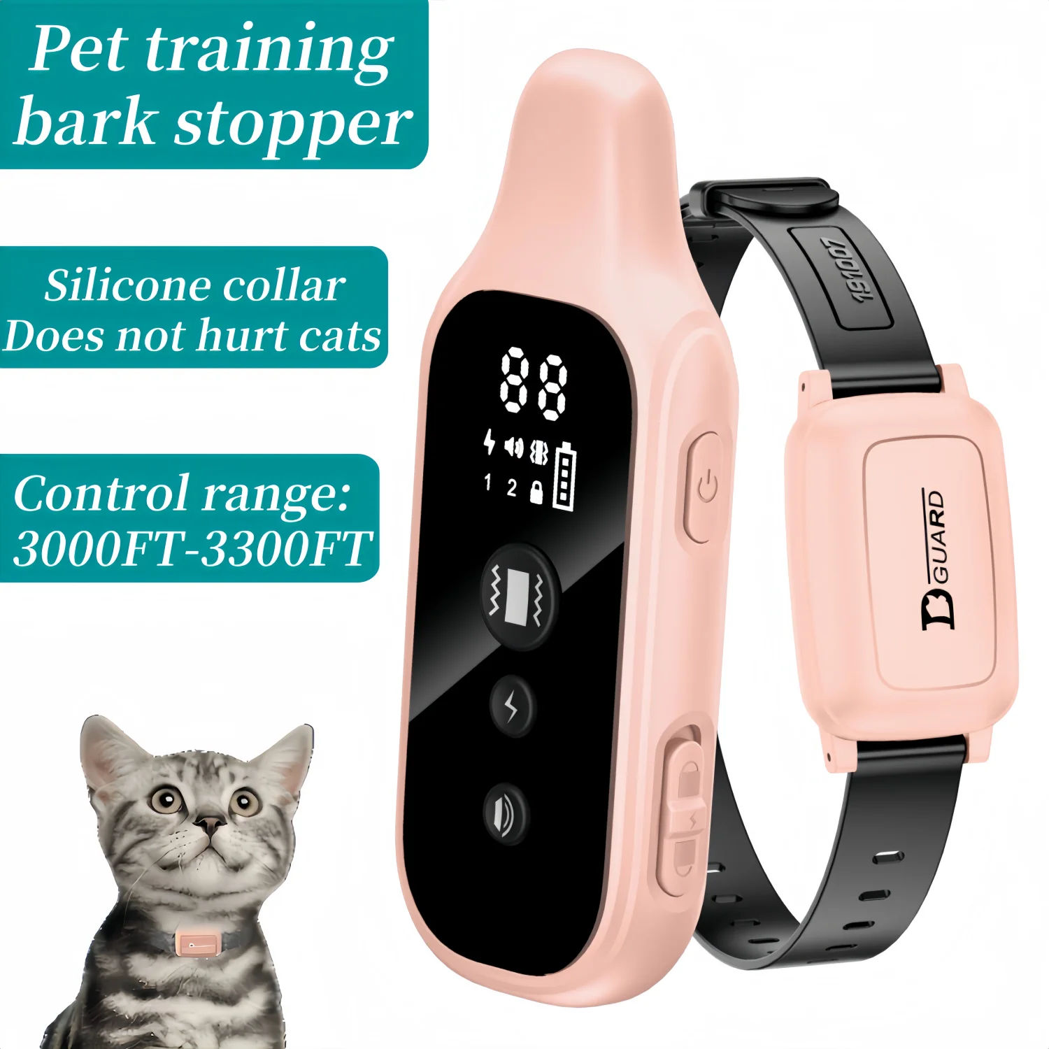 Cat Training Collar With Remote Control For Pet Behaviour_voghion.com