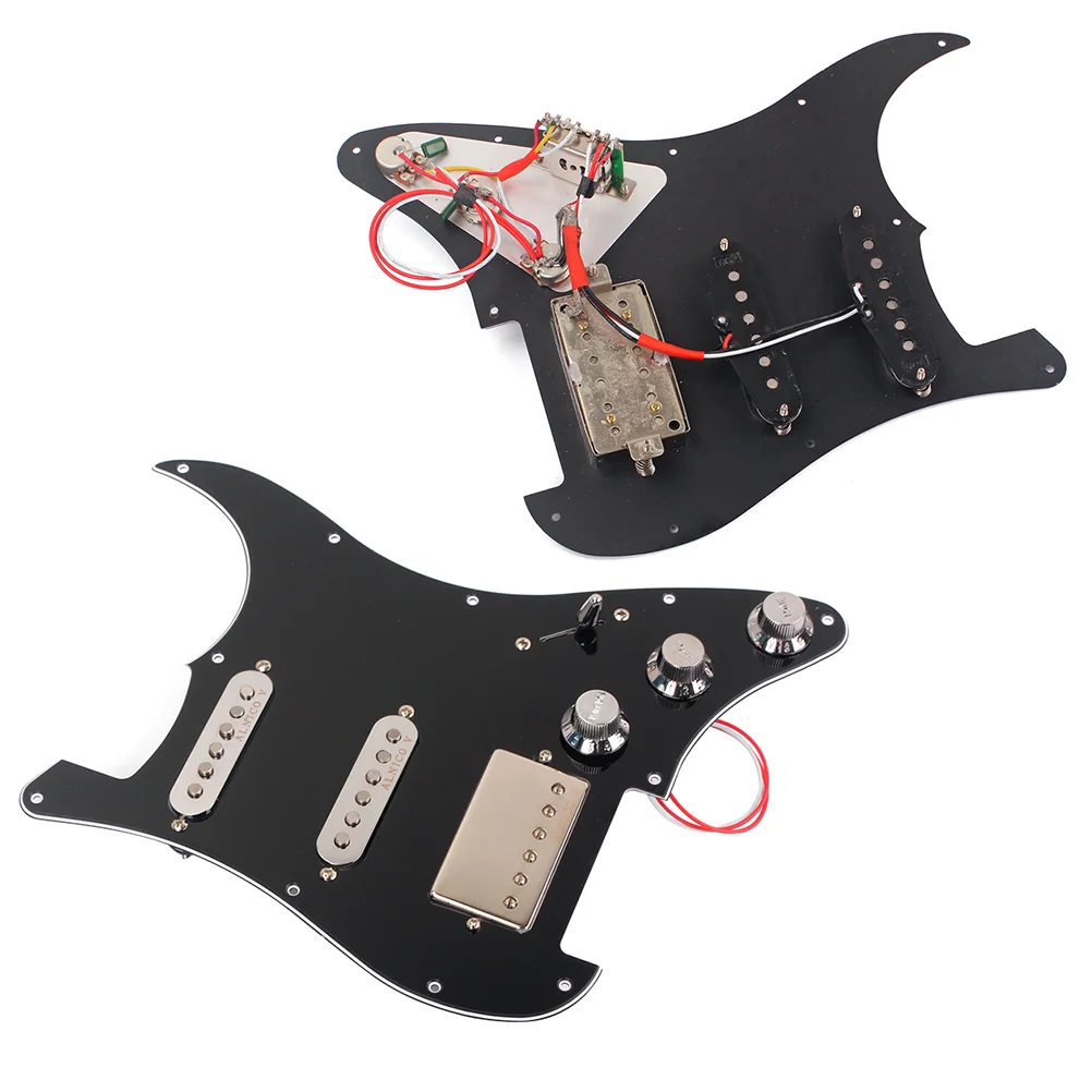 

3-ply Prewired Pickguard Guard Plate with Pickup Guitar Protector Board Pickup Humbuckers for Electric Guitar (Black)