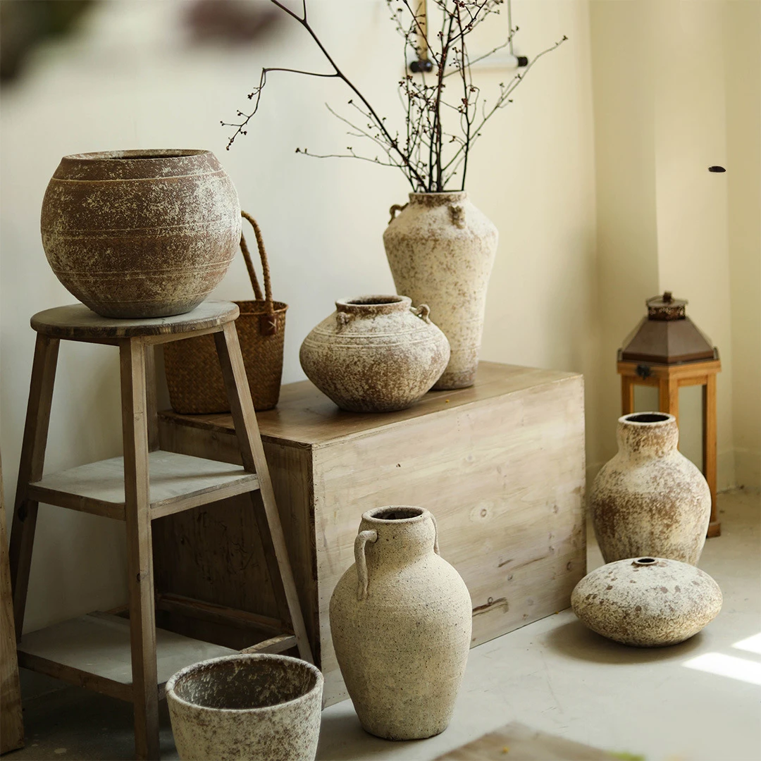 

The product can be customized.Antique vase, coarse pottery, quiet breeze, home stay, pottery pot, new Chinese style ceramic flow