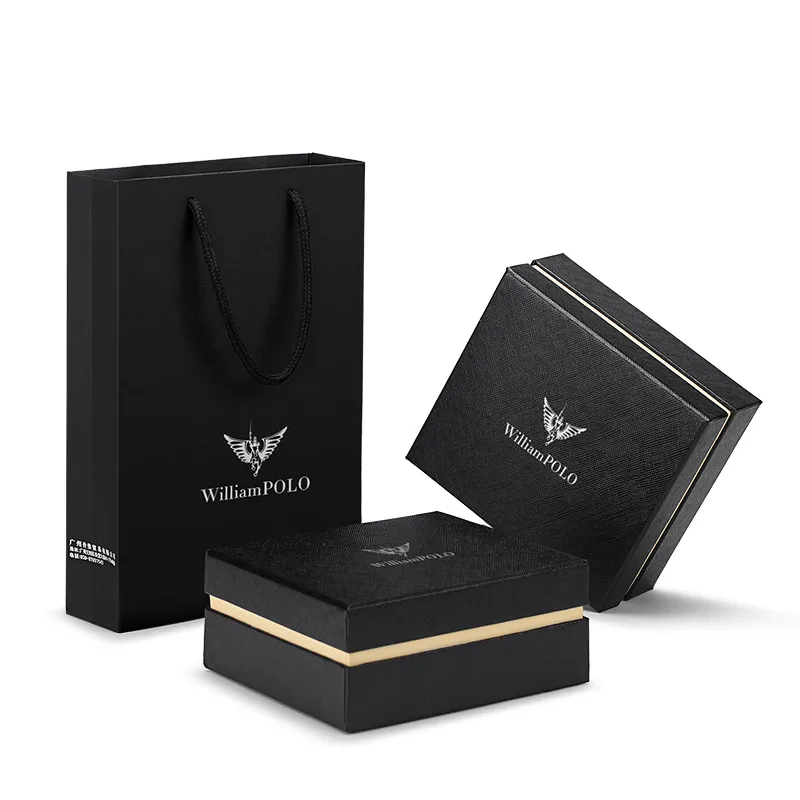 WILLIAMPOLO Leather Wallet Men Anti-magnetization  Ultra-thin Anti-theft Protection ID Card Holder Free Shipping Gift Box