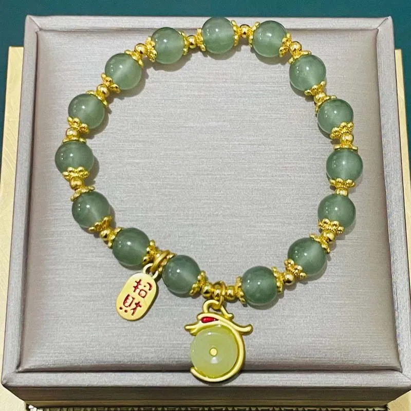 2025 New Chinese Style Green Crystal Dragon Bracelet for
