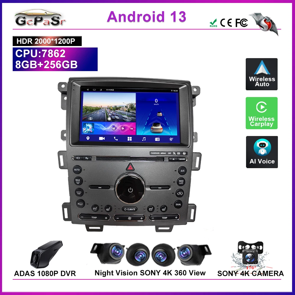

Car DVD For Ford Edge 2011 2012 2014 2015 Auto Radio Android 13 Head Unit Multimedia Player Stereo BT Navigation GPS Dash Cam