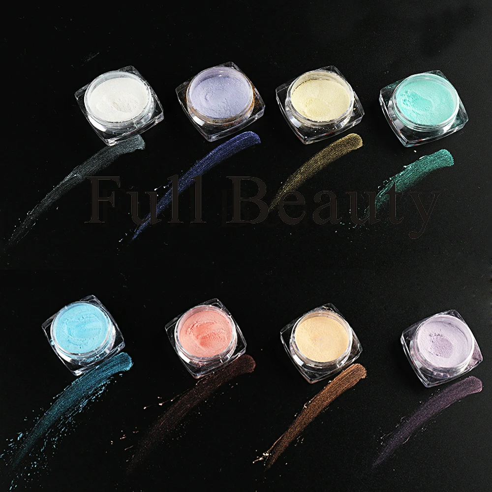 1Box Nail Aurora Powder Fairy Glitter Pearl Rubbing Dust Pigment Chrome Sequins Nail Art For Manicure Decoration NLCGH01-08