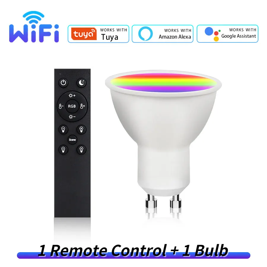Smart WiFi RGB LED Spotlight with Remote and Voice Control