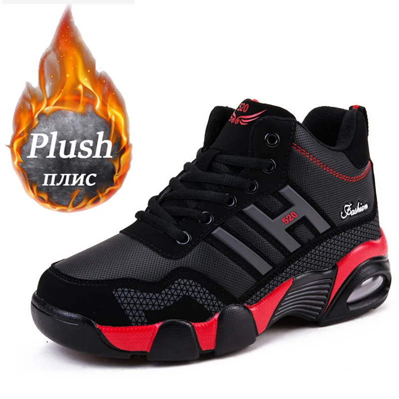 Winter Leather Boots Men Waterproof Men's Sneakers Warm Trekking Work Casual Shoes Men  Anti-slip High-top Man Sneakers 2023