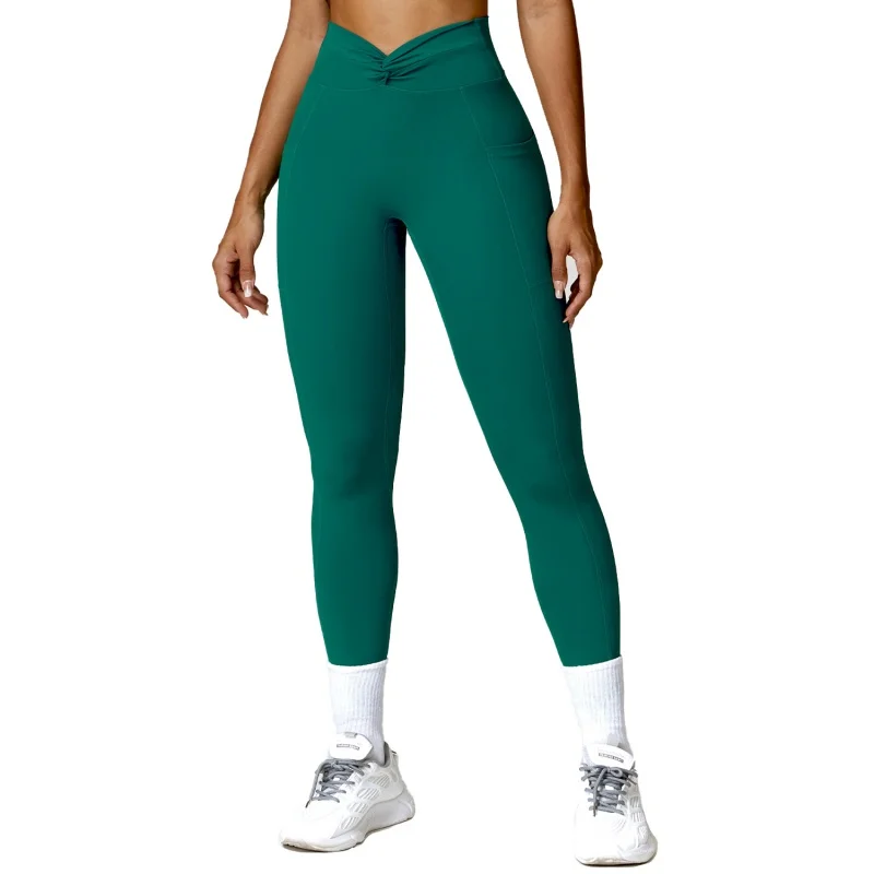 Quick-Drying Cross High Waist Hip Lift Yoga Pants Outer Wear Running Workout Pants Nude Feel Slim Fit Fitness Pants Women8528