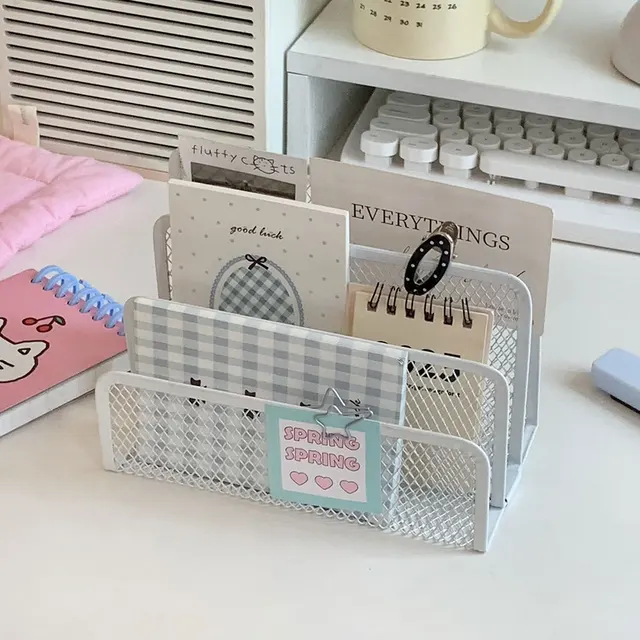 Ins 4-Tier Iron Mesh Desk File Organizer Letter Holder Desktop Storage Rack For Documents Mail Stationery Home Office Supplies 1