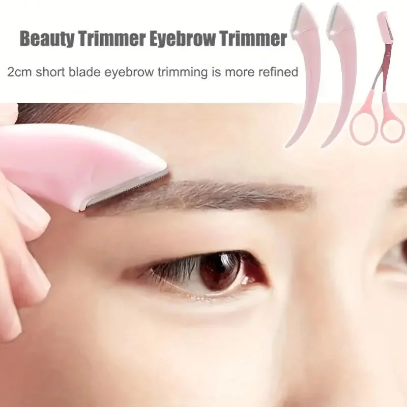 Eyebrow Trimmer Set Curved Razor Scissors Comb Beauty Tools