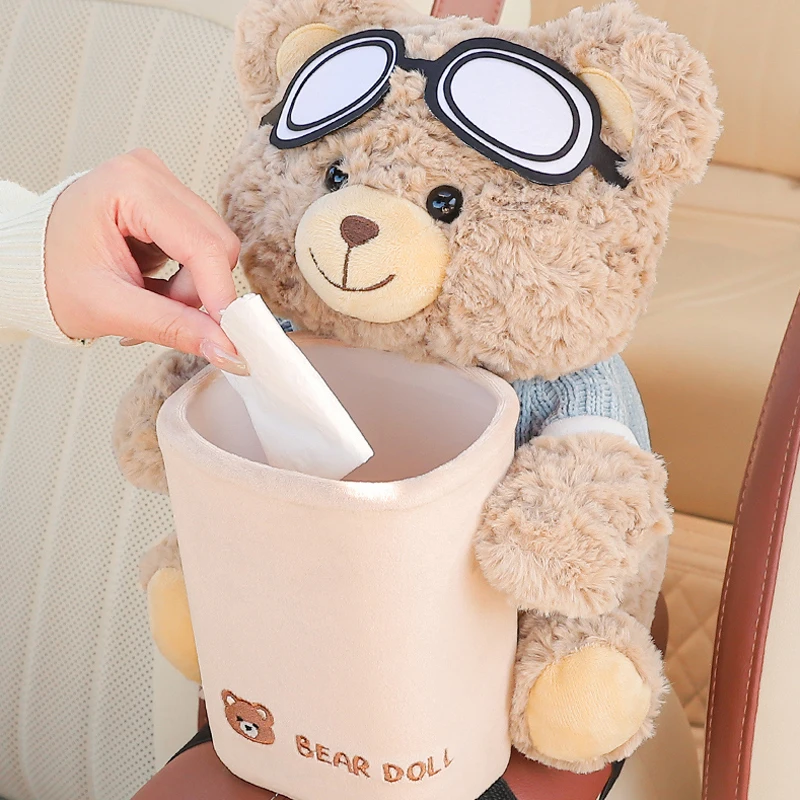 Cartoon Cute Car Tissue Box Creative Car Armrest Box Garbage Can 2 In 1 Tissue Bag Multi-functional Storage Bag for Home Office car storage bag,car trash can,car armrest storage box