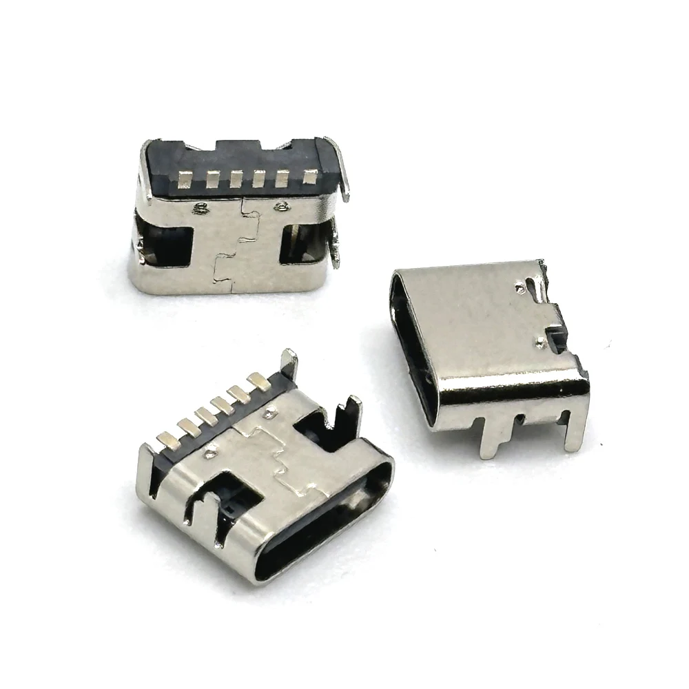 1/20pcs 6 핀 SMT 소켓 커넥터 마이크로 USB 유형 C 3.1 암 배치 SMD DIP PCB 디자인 DIY 고전류 충전
