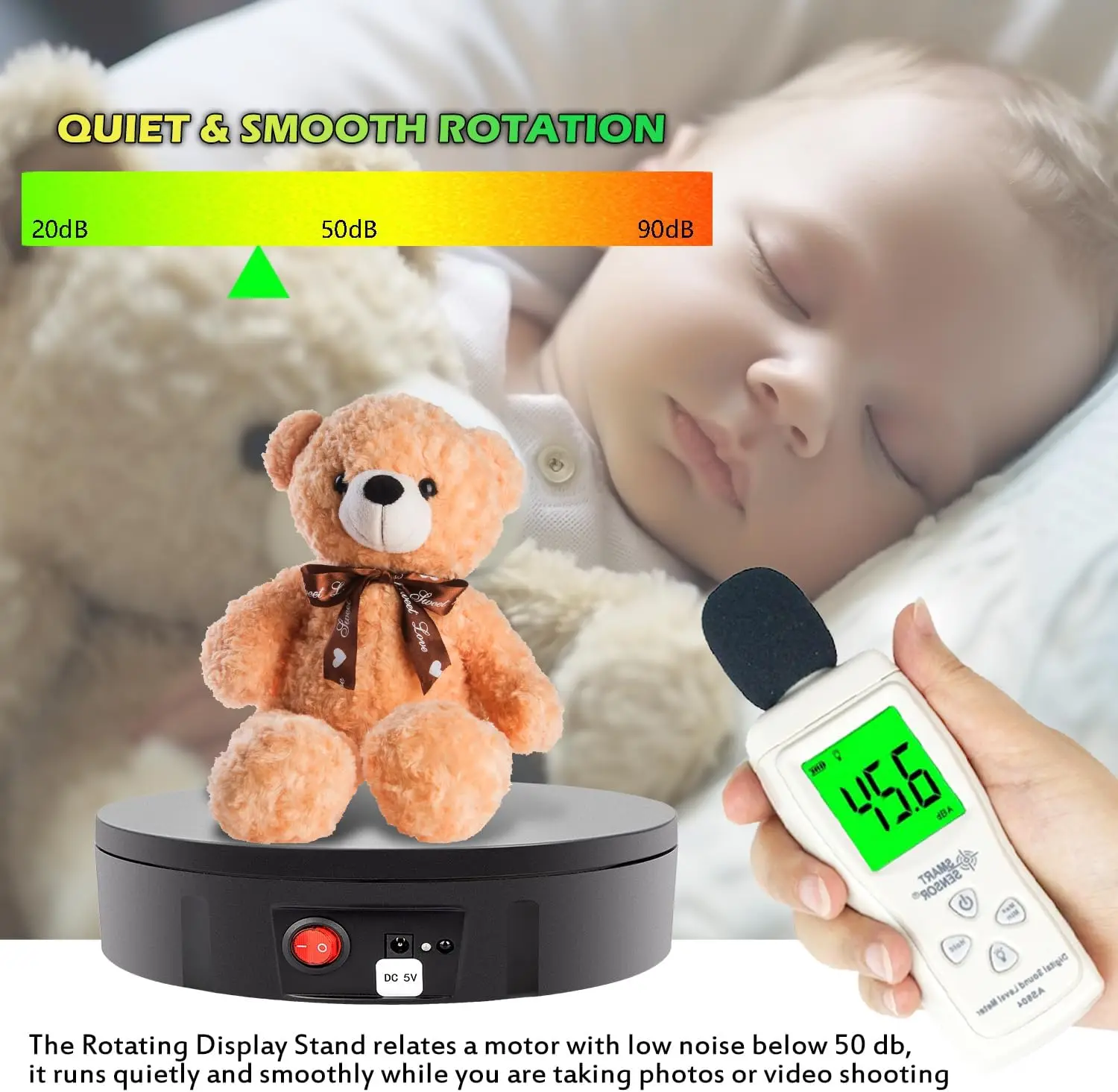 Motorized Rotating Display Stand, Remote Control 360 Degree Electric Rotating Turntable for Photography Products Display