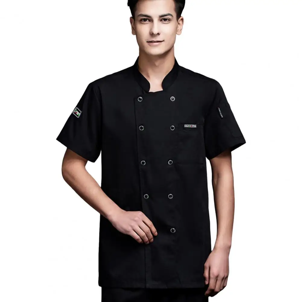 

Unisex Chef Shirt Kitchen Double-breasted Stand Collar Loose Kitchen Bakery Restaurant Canteen Waiter Top Cook Uniform