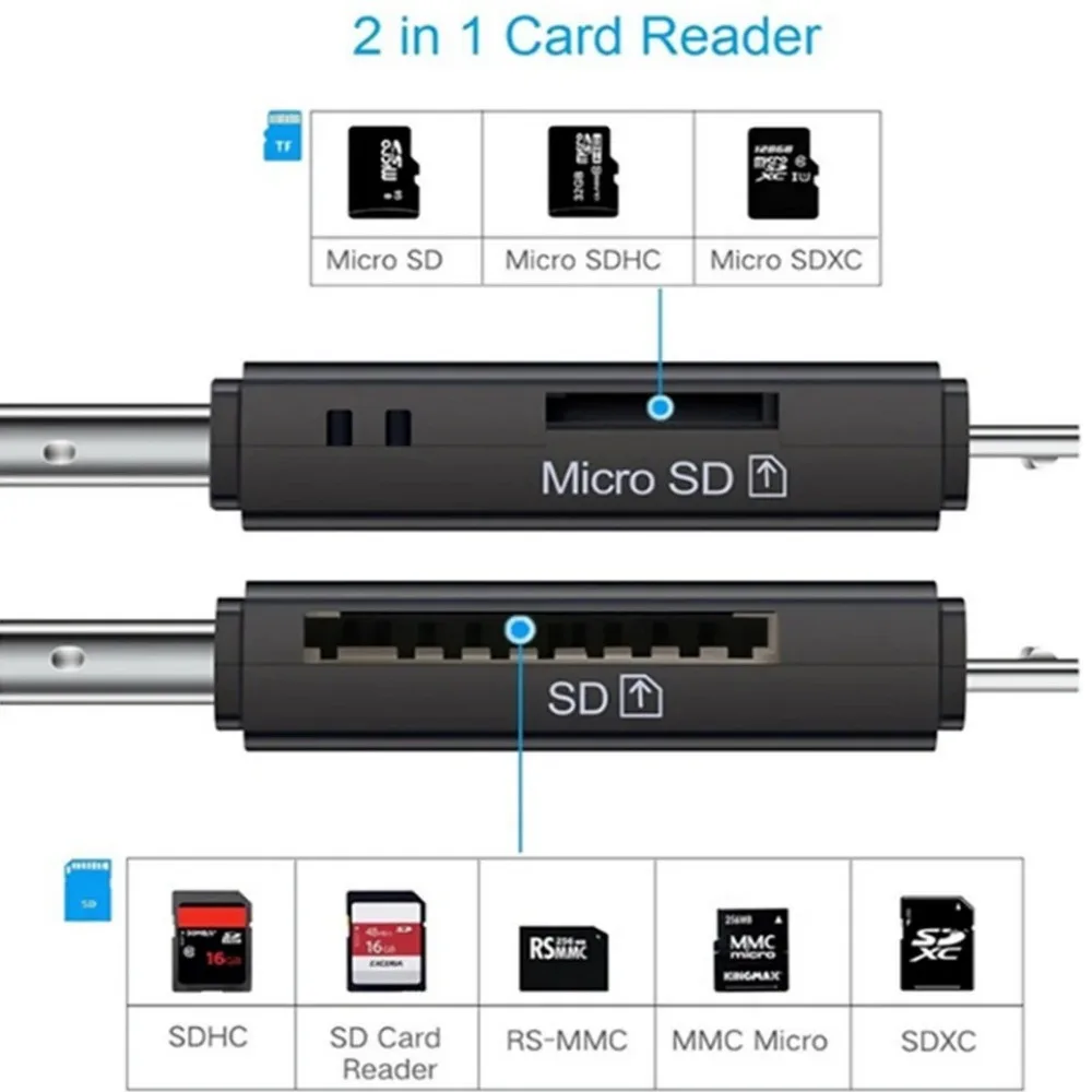 BGGQGG OTG Micro SD Card Reader USB 2.0 Card Reader 2.0 For USB Micro SD Adapter Flash Drive Smart Memory