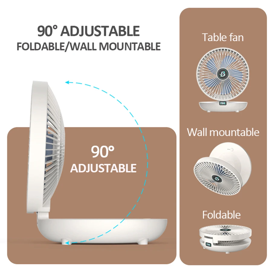 2024 Best Sellers 2IN1 Folding Desktop Fan Portable Air Conditioner Wall Mounted Fan Rechargeable With 3 Gears for Home Office 4