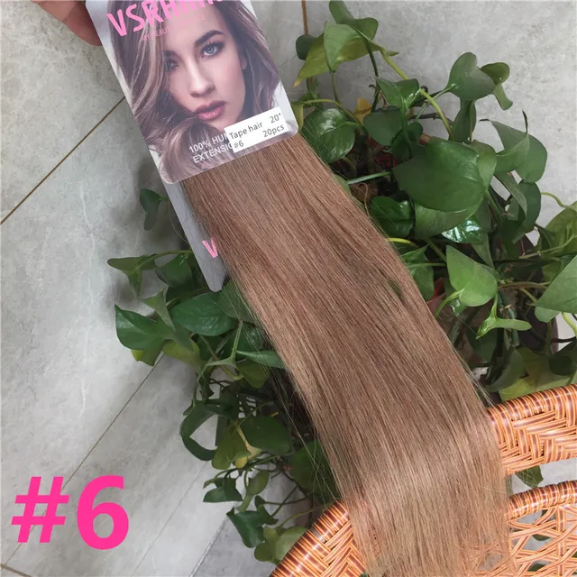 VSR PU Super Human Hair Tape In Extension Hair Style Double Drawn US Strong Adhesive Tape Human Hair Extensions For Salon #6