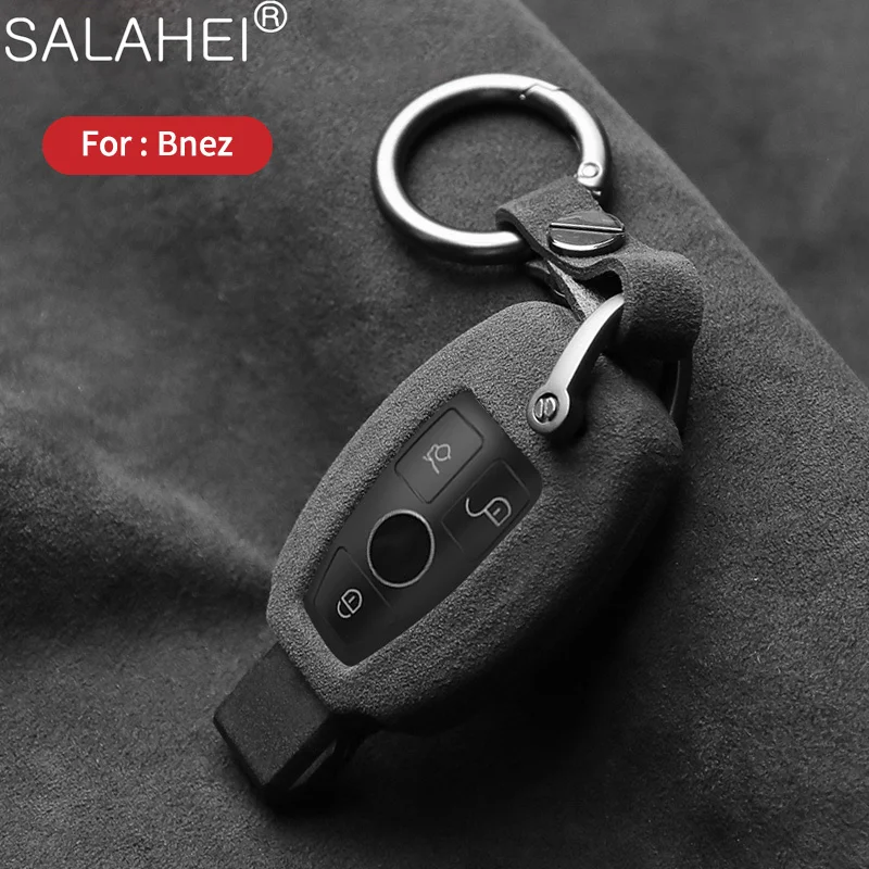 

For Mercedes Benz W205 W213 W204 W176 W212 W177 GLC CLA AMG A B C E S G Class New Suede Car Samrt Key Fob Case Cover Accessories