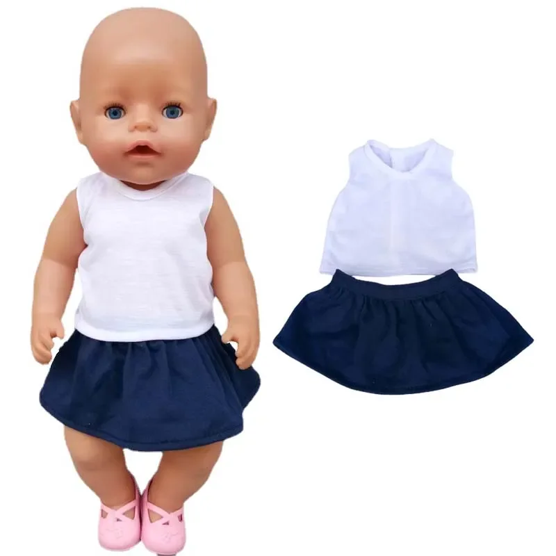 43cm Baby New Born Doll Dress Hat for 18" Girl Doll Clothes Accessories Toys Skirt
