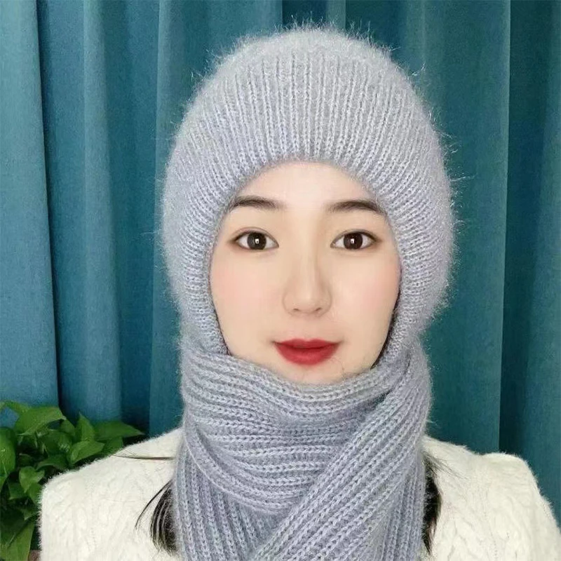 Integrierte Ohr Schutz Windproof Cap Schal Stricken Dicke Warme Ohr Schutz Hut Winter Siamese Winddicht Hut Schal Set – Detail 1