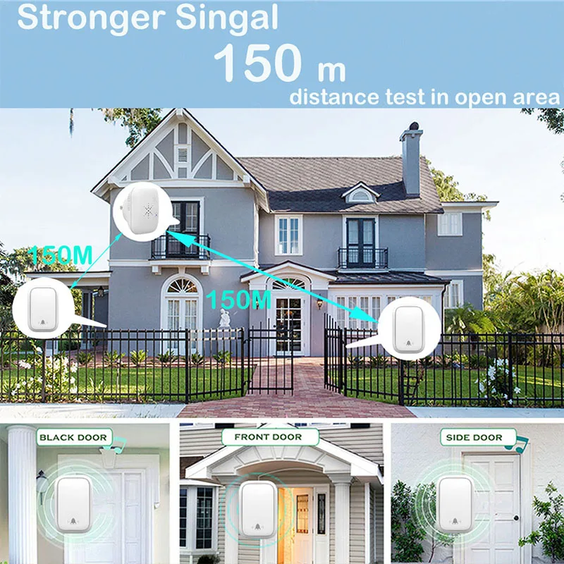 Smart Outdoor Self Power Wireless Doorbell No Need Battery Switch Mini Waterproof Ring Doorbell Wireless Bell 2 In 1 EU FR Plug