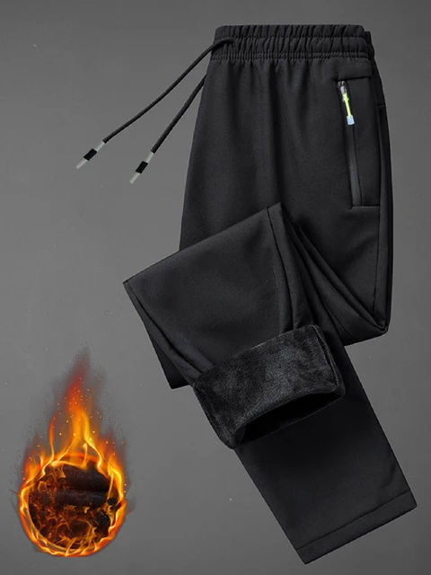 Solid Color women's Pants Fleece Lining Hiking Autumn Winter Thick Warm Elastic Waist Drawstring Zipper Pockets 2