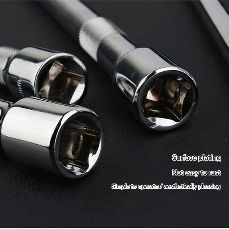 1/4 3/8 1/2 Socket Ratchet Wrench Extension Bar 50/75/100/125/150/250mm Long Bar Steering Sleeve Connecting Rod Accessories 5