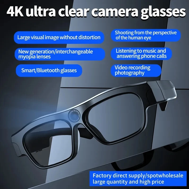 

Смарт-очки для видеокамеры 4K Ultra фото Bluetooth звонок воспроизведение музыки и звонки солнцезащитные очки для спорта на открытом воздухе и бизнес-записи