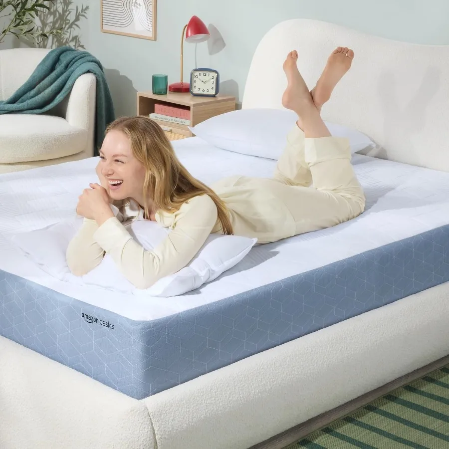 Memory Foam Mattress Medium Firm Cooling Gel Queen Size Mattress CertiPURUS Certified Foam 80 x 60 x 10 inches White Gray