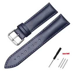 Elegant Leather Watch Band - Soft Replacement Strap for Men & Women Wristwear (Blue)