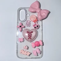 Cartoon Big Bowknot Rhinestone Skull Head Love Star Bone Candy Capsule Lock Resin Charms Decor Junk Phone Case Accessories 1