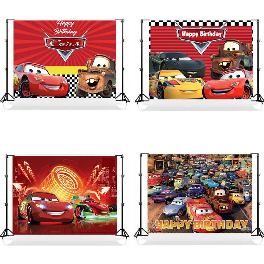Mcqueen Cars Theme BOY Birthday Background Photography Vinyl Children's Birthday Decoration Background Party Supplies birthday background supplies