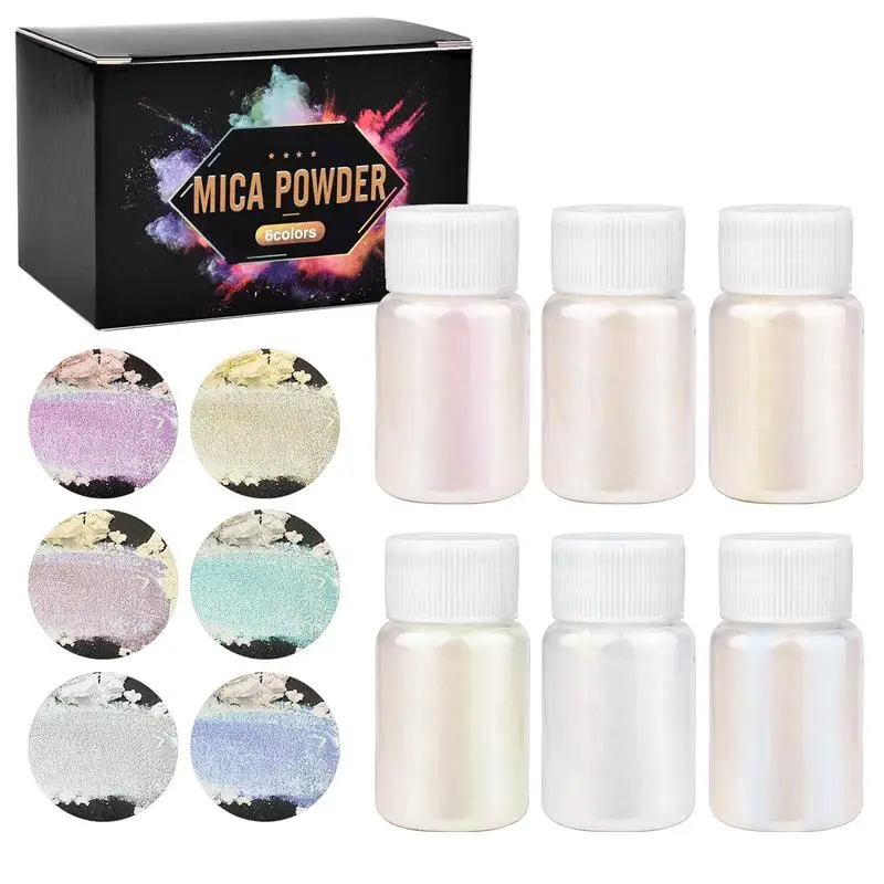 6 Pcs-Set Epoxy Resin Dye Mica Powder Powdered Pigments Set Resin Mica Pearlescent Pearl Box-Packed Micas Colorants epoxy resin dye