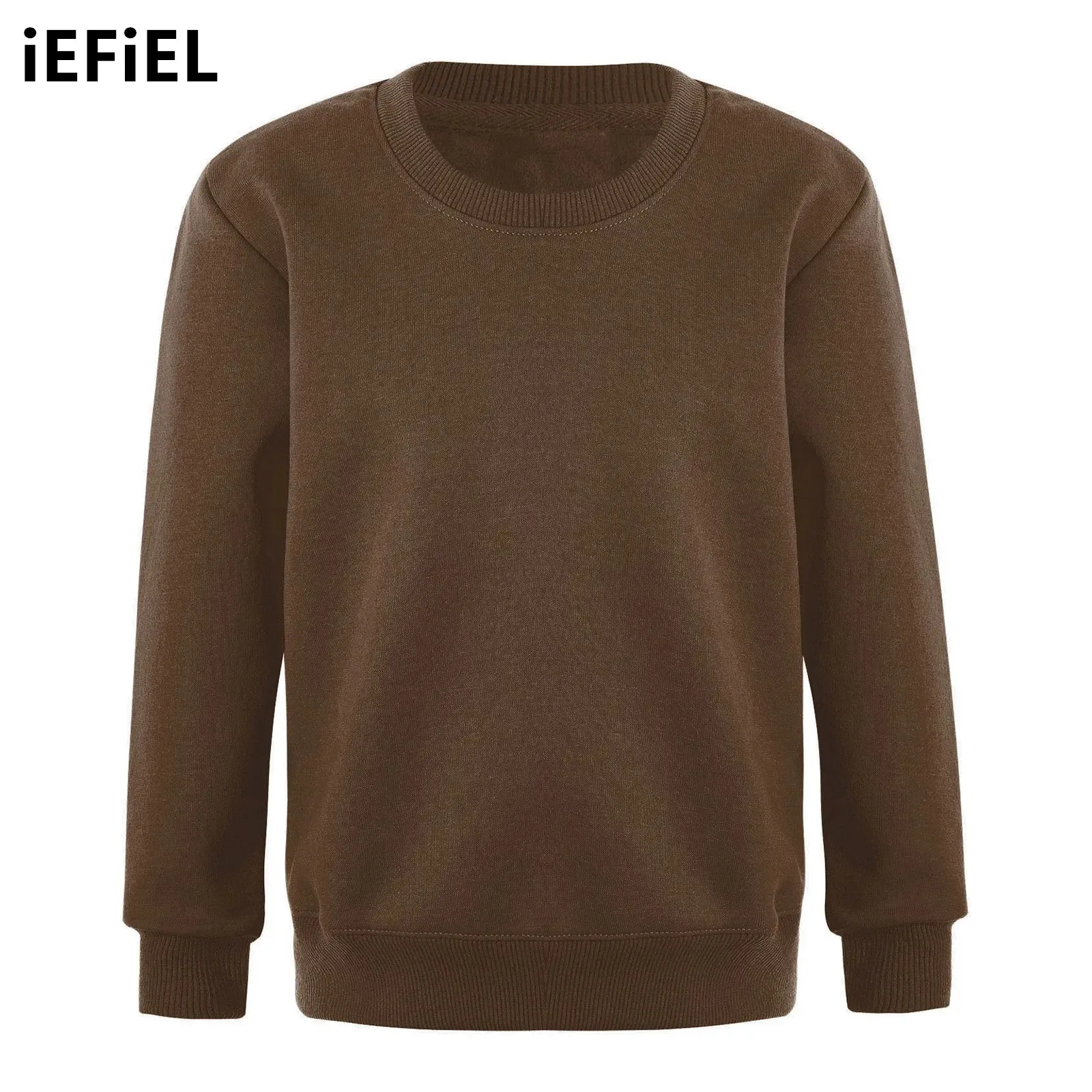 

Kids Boys Girls Pure Color Sweatshirt Long Sleeve Casual Regular/Fleece-Lined Round Neck Tops Homewear Loungewear