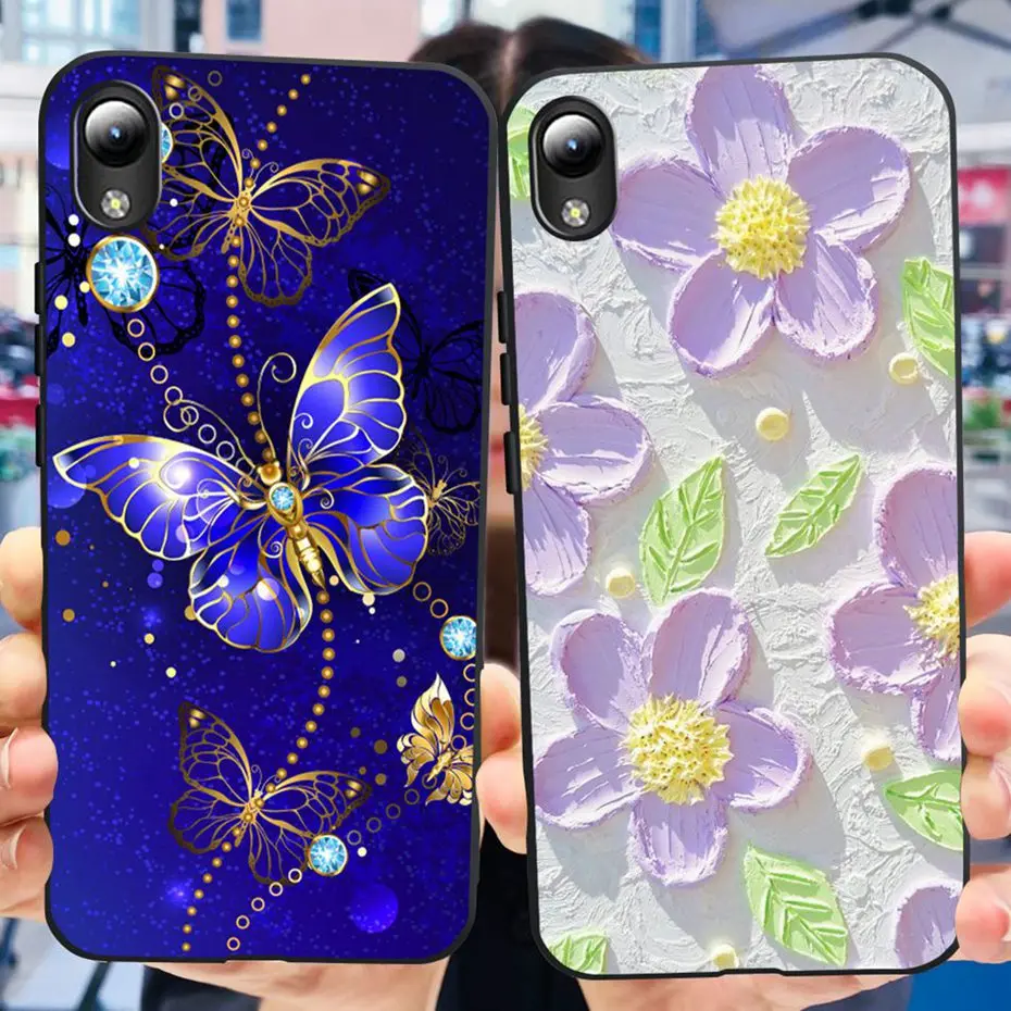 Lovely Printing Black Silicon Soft Back Cover Phone Case