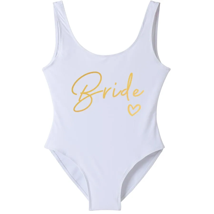 S-3XL White Bridal Swimsuit Women 2025 New Team Bride One-Piece Swimwear For Bachelorette Party Hen Party Bathing Suits